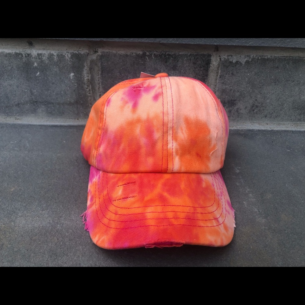 COPY - C.C Orange and Pink Tie Dye Baseball Cap H…
